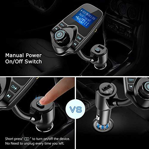 Nulaxy Bluetooth FM Transmitter for Car, Upgraded Manual Power On