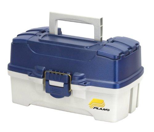 Plano 2-Tray Tackle Box with Dual Top Access, Blue Metallic/Off White Plano 2-Tray Tackle Box with Dual Top Access, Blue Metallic/Off White